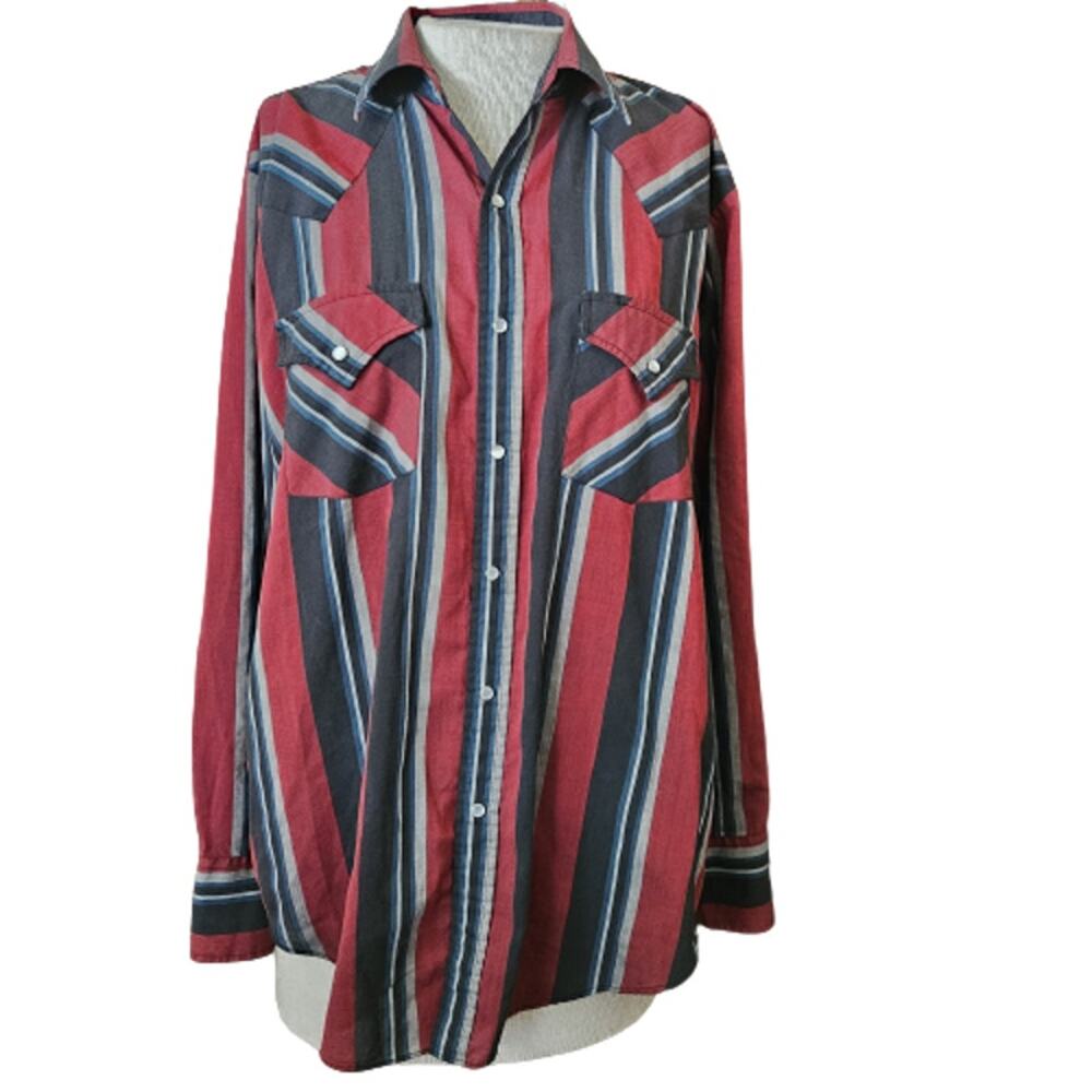 Ely Plains Vintage Striped Long Sleeve Button Up Shirt Size Medium